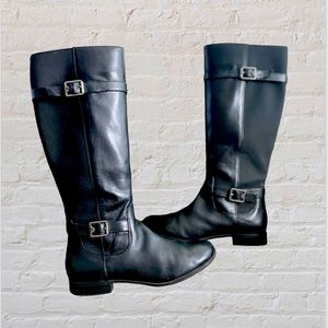 Isaac Mizrahi Live! Gored Leather Riding Boots with Buckle